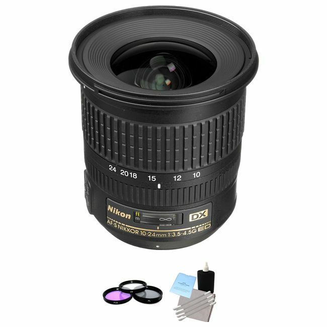 Nikon 10-24mm f/3.5-4.5G ED AF-S DX Zoom-Nikkor Lens + UV Kit & Cleaning Kit Starter Bundle