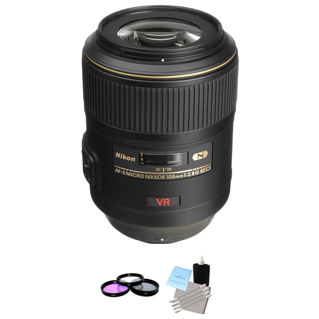 Nikon AF-S VR Micro-Nikkor 105mm f/2.8G IF-ED Lens + UV Kit & Cleaning Kit Bundle