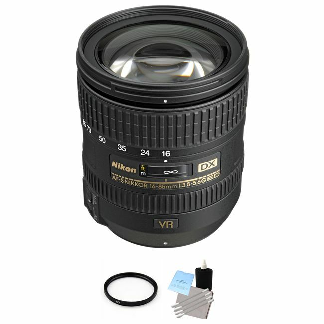Nikon Nikkor AF-S 16-85mm F/3.5-5.6 ED DX G VR Lens + UV Filter & Cleaning Kit Bundle