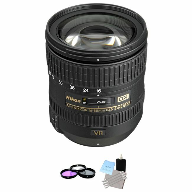 Nikon Nikkor AF-S 16-85mm F/3.5-5.6 ED DX G VR Lens + UV Kit & Cleaning Kit Bundle