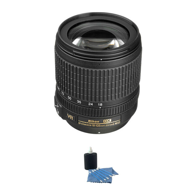 Nikon 18-105mm f/3.5-5.6G ED VR AF-S DX Nikkor Autofocus Lens w/Cleaning Kit Bundle