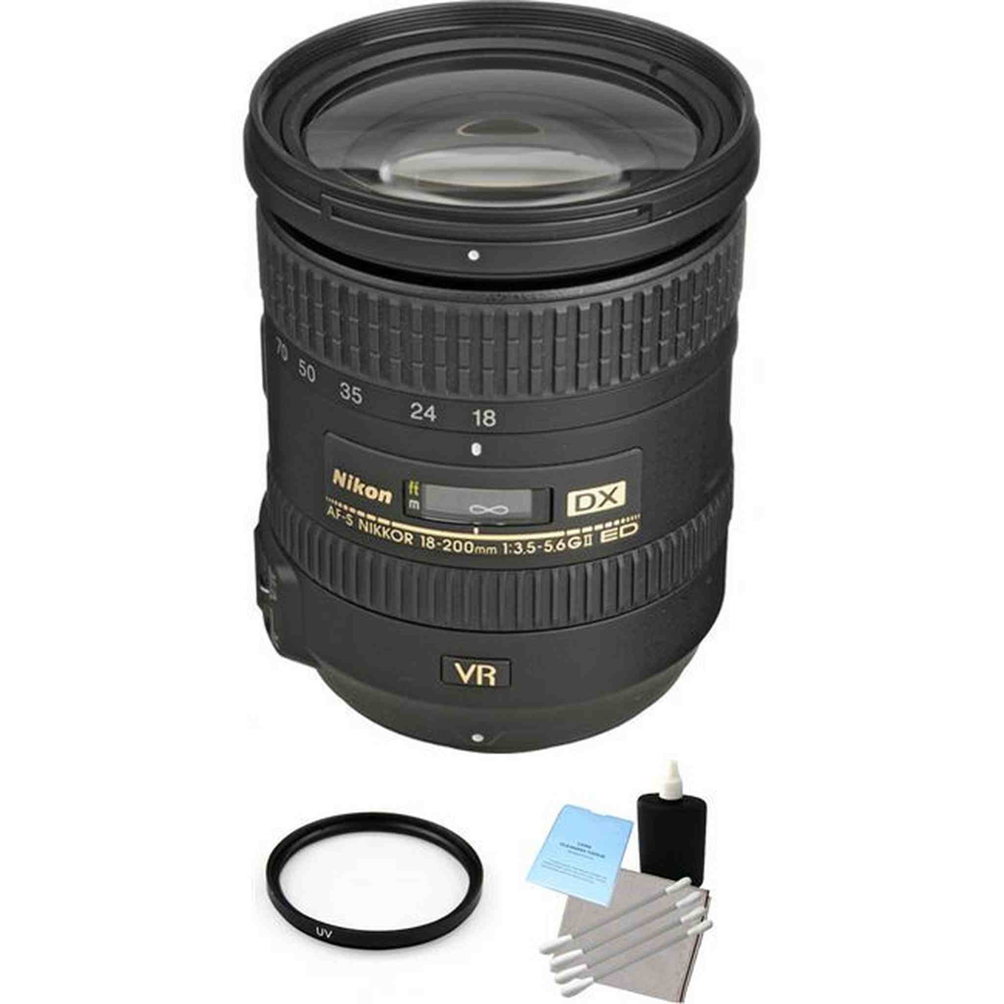 Nikon Nikkor AF-S 18-200mm F/3.5-5.6 II VR DX Lens + UV Filter & Cleaning Kit Nikon