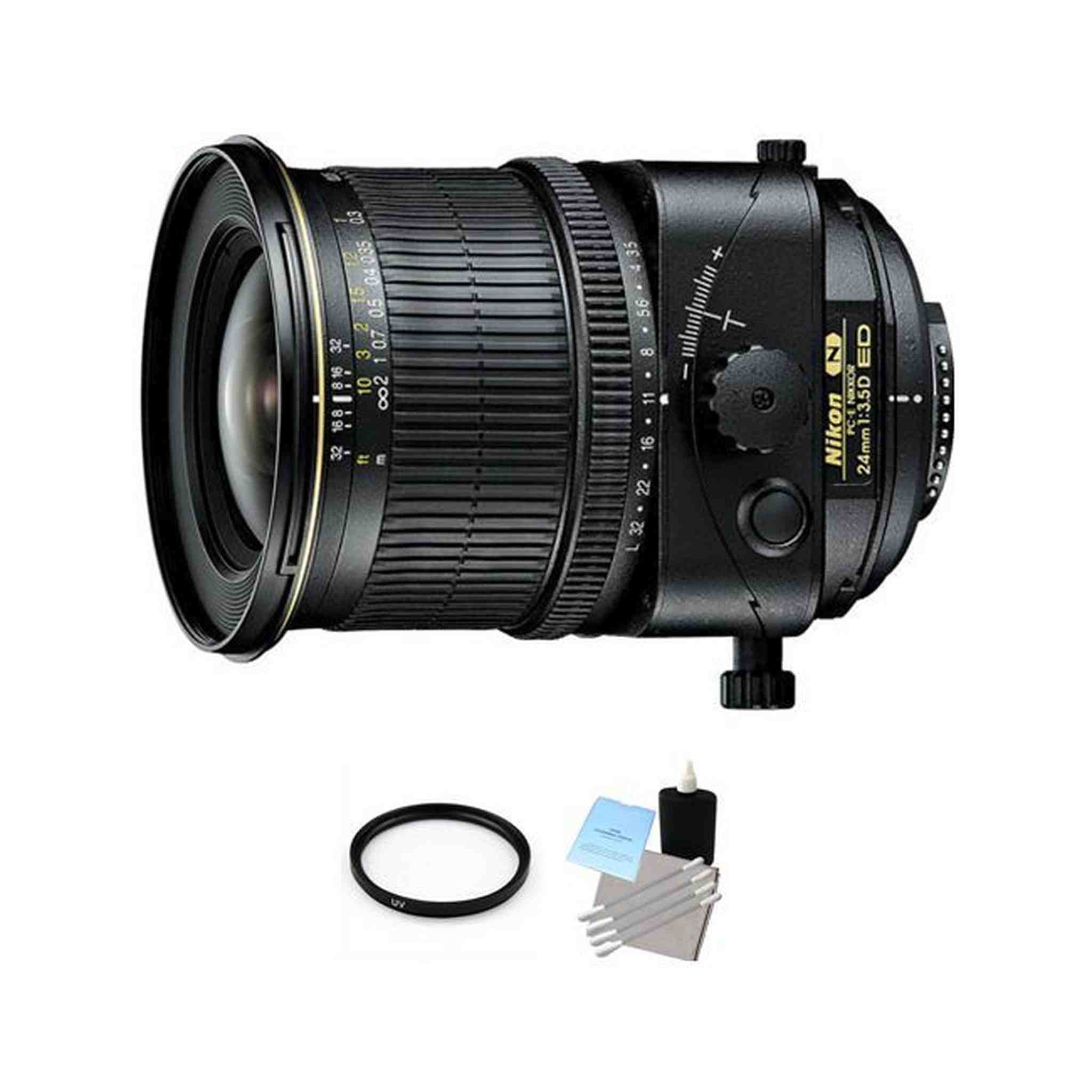 Nikon PC-E Nikkor 24mm F/3.5 ED Lens + UV Filter & Cleaning Kit Bundle
