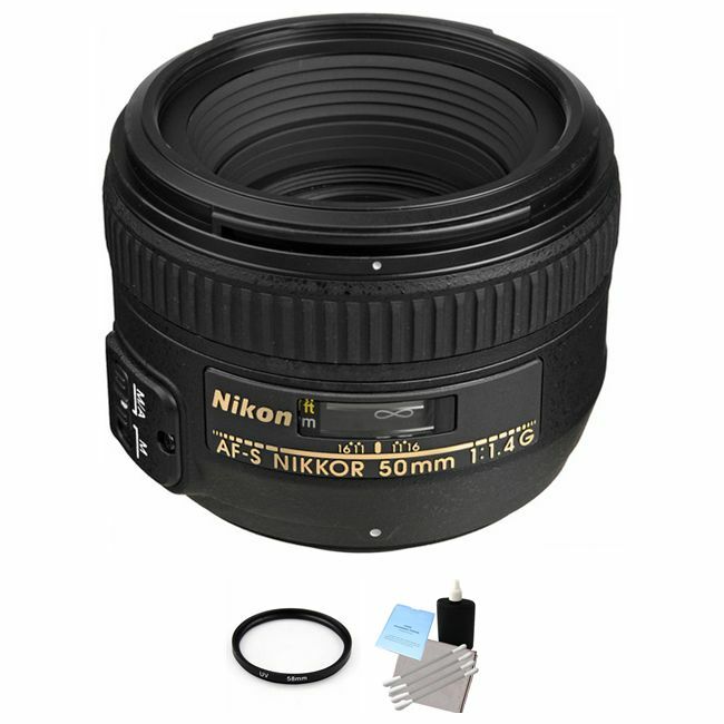 Nikon AF-S Nikkor 50mm f/1.4G Autofocus Lens + UV Filter & Cleaning Kit Base Bundle