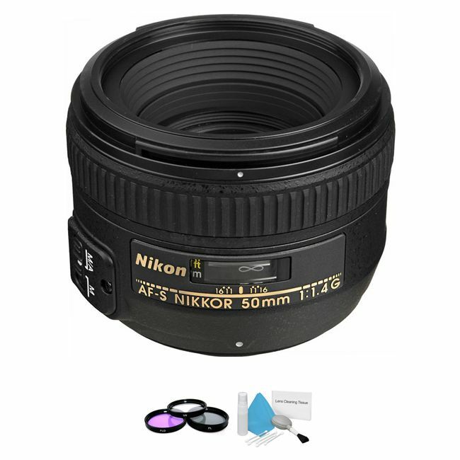 Nikon AF-S Nikkor 50mm f/1.4G Autofocus Lens + UV Kit& Cleaning Kit Starter Bundle