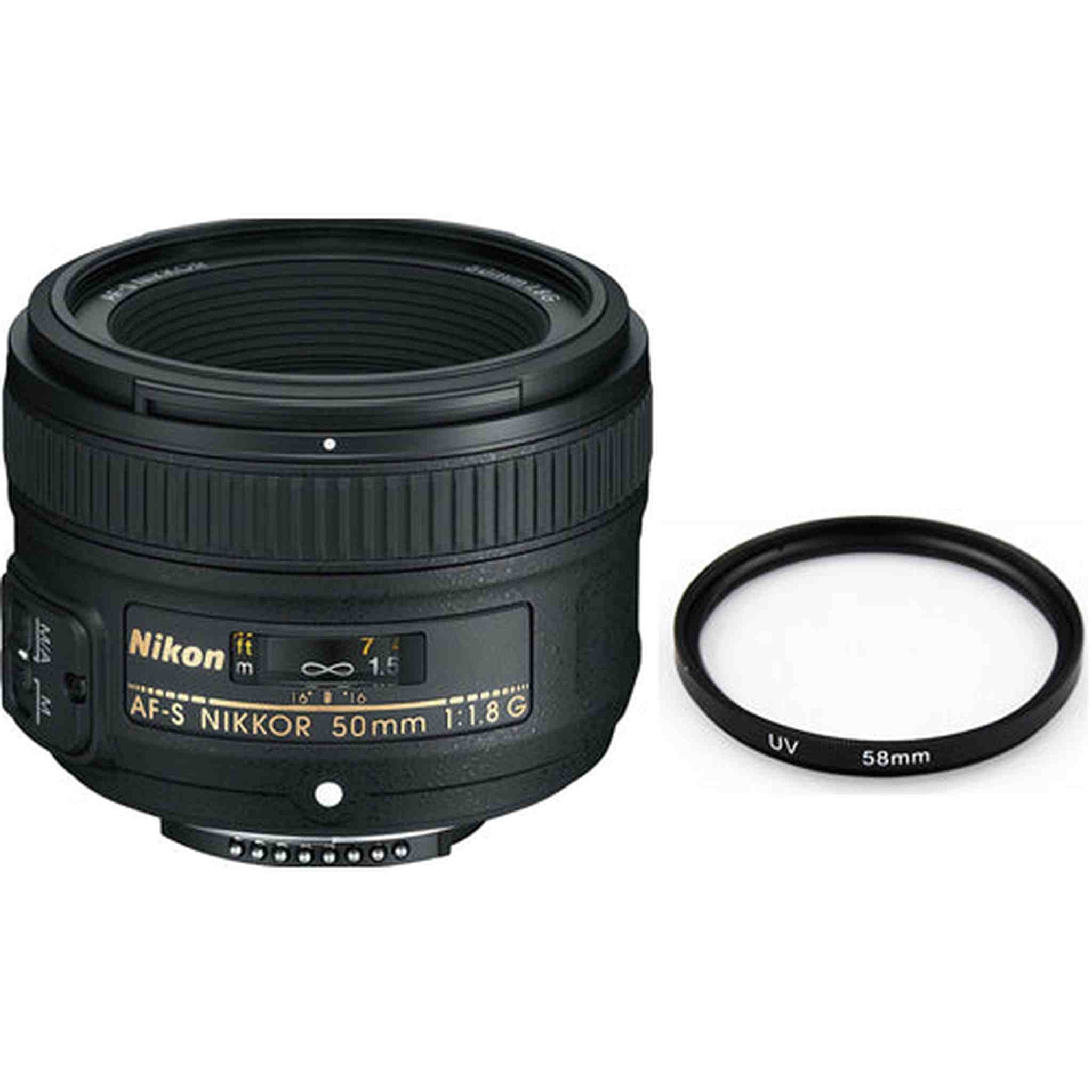 Nikon AF-S NIKKOR 50mm f/1.8G Lens w/58mm UV Filter Bundle