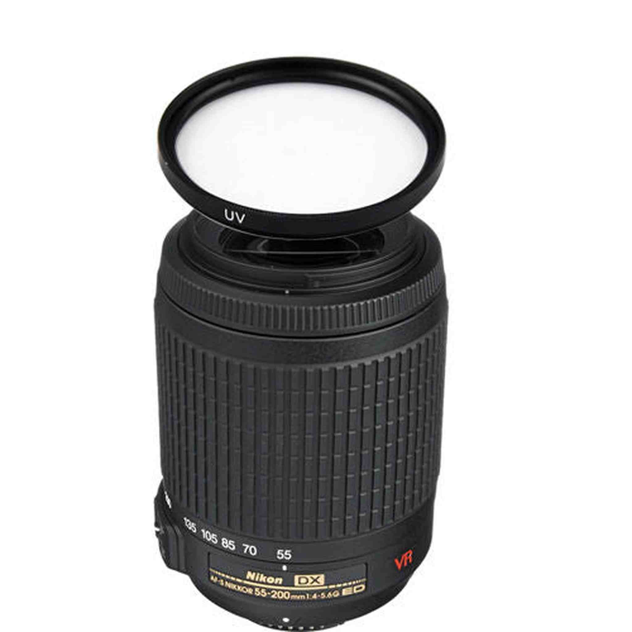 Nikon AF-S DX VR Zoom-Nikkor 55-200mm f/4-5.6G IF-ED Lens w/52mm UV Filter Bundle