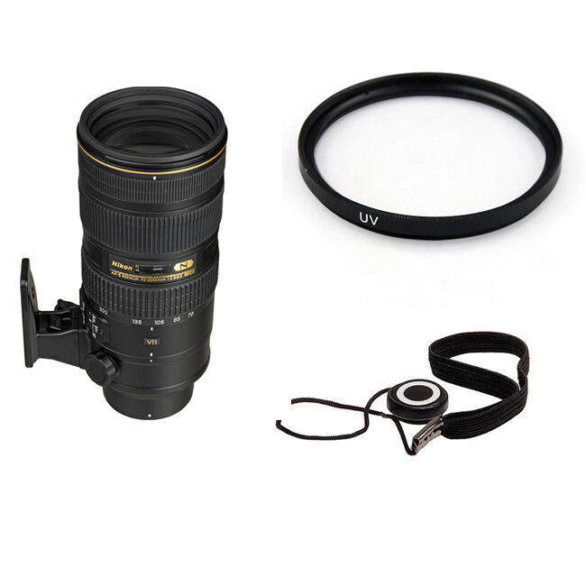 Nikon AF-S 70-200mm f/2.8G ED VR II Lens w/77mm UV Filter & Lens Cap Keeper