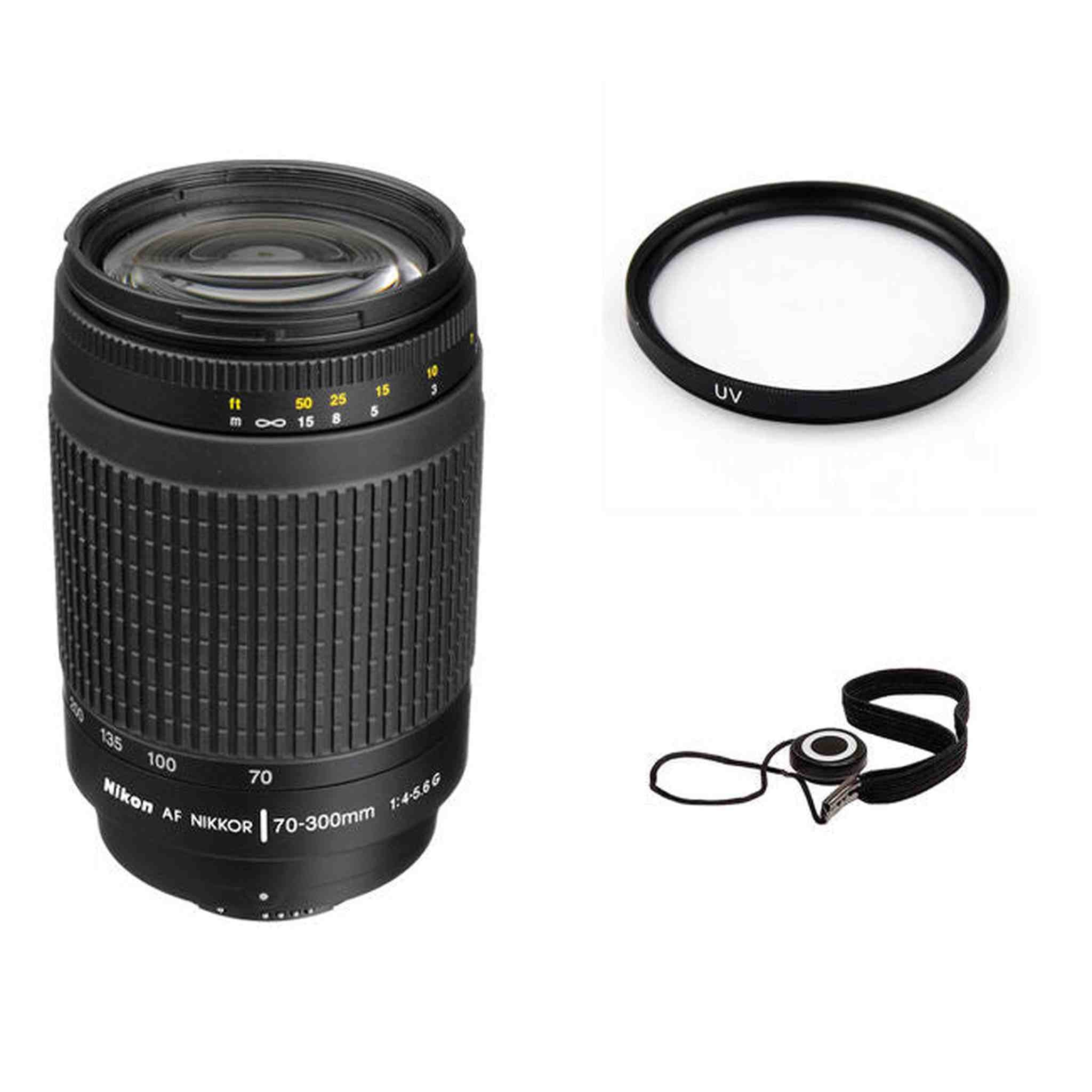 Nikon AF Zoom Nikkor 70-300mm f/4-5.6G Lens + UV Filter & Lens Cap Keeper