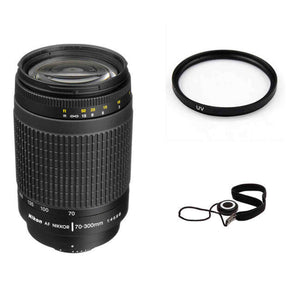 Nikon AF Zoom Nikkor 70-300mm f/4-5.6G Lens + UV Filter & Lens Cap Keeper