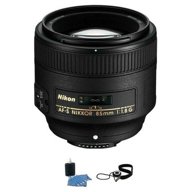 Nikon AF-S NIKKOR 85mm f/1.8G Lens w/Cleaning Kit & Cap Keeper Bundle