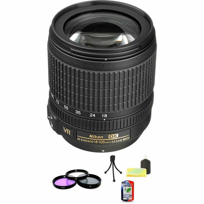 Nikon Nikkor 18-105mm F/3.5-5.6 AF-S VR DX G ED Lens + UV Kit & Cleaning Kit Starter Bundle