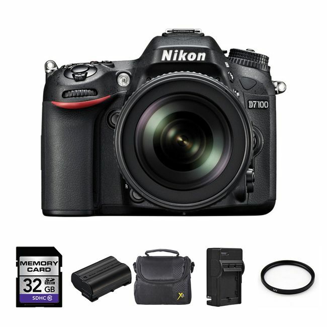 Nikon D7100 24.1 MP Digital SLR Camera w/18-105mm + 2 Batteries, 32GB Bundle