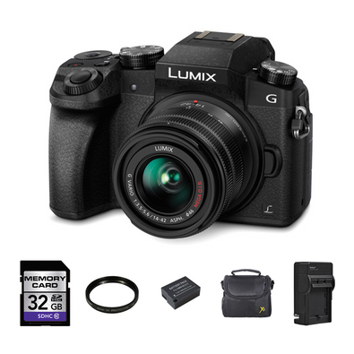 Panasonic DMC-G7 Mirrorless Camera w/14-42mm Lens + 2 Batteries, 32GB & More