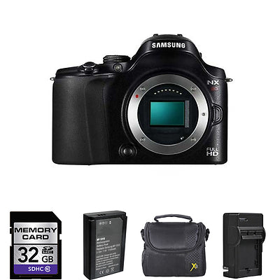 Samsung NX20 Digital Camera - Black Body + 2 Batteries, 32GB Base Bundle