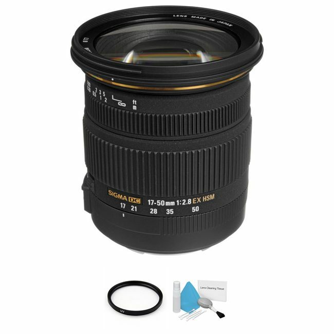 Sigma EX 17-50mm F/2.8 DC OS HSM Lens For Canon + UV Filter & Cleaning Kit Bundle