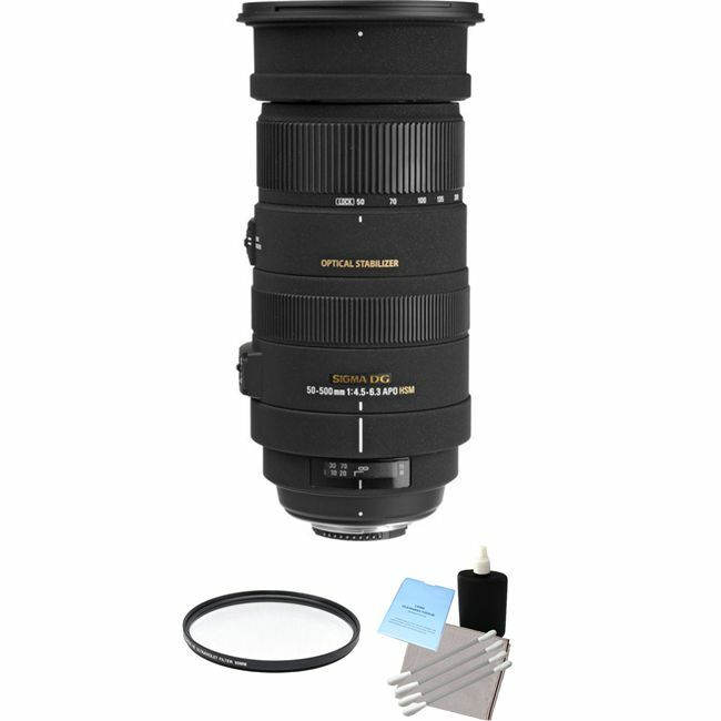 Sigma 50-500mm F/4.5-6.3 APO DG OS Lens For Nikon + UV Filter & Cleaning Kit