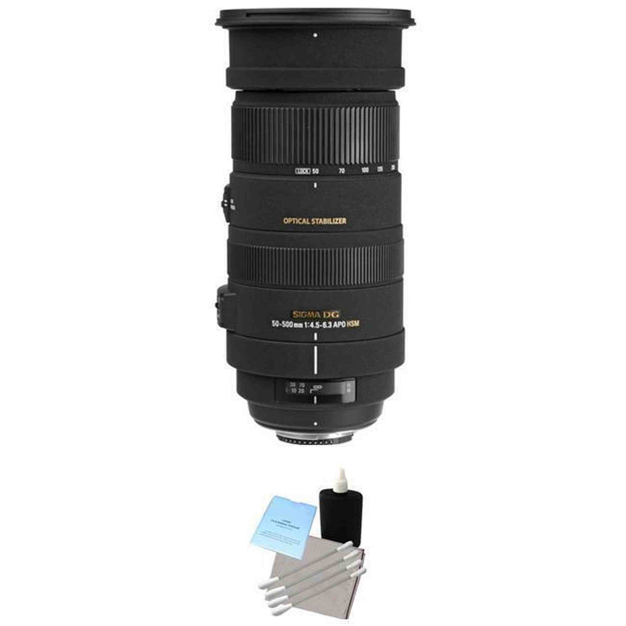Sigma 50-500mm f/4.5-6.3 APO DG OS HSM Lens for Nikon w/Cleaning Kit Sigma