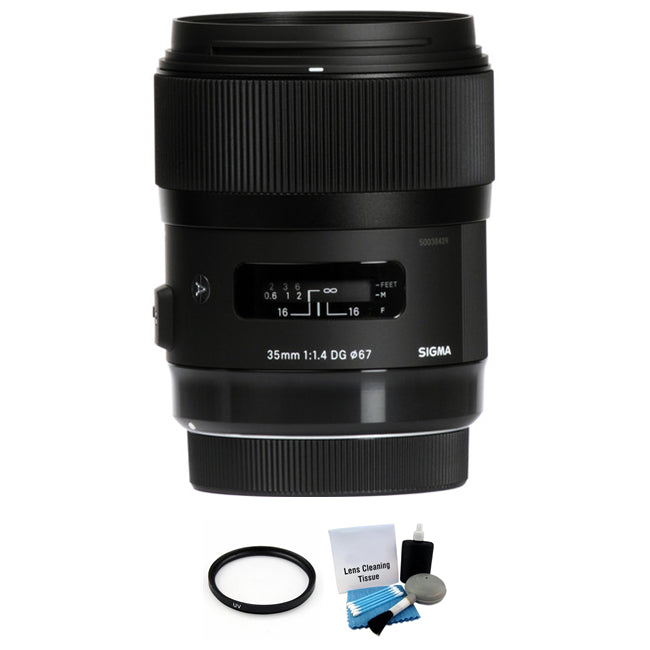Sigma 35mm f/1.4 DG HSM Art Lens for Canon + UV Filter & Cleaning Kit Bundle