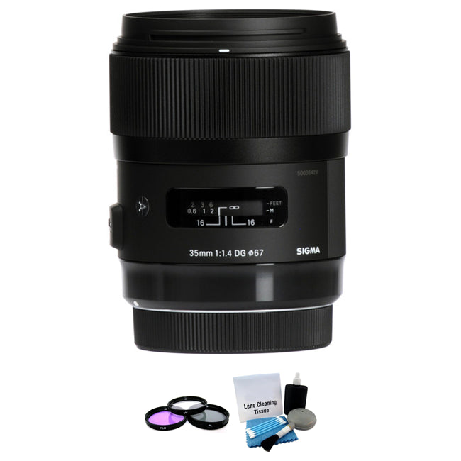 Sigma 35mm F/1.4 HSM DG Lens For Canon + UV Kit & Cleaning Kit Bundle