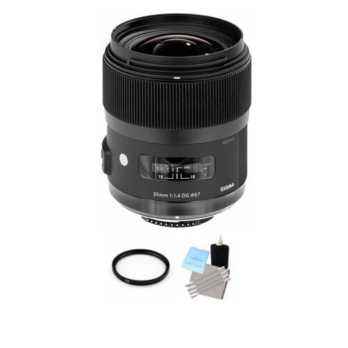 Sigma 35mm F/1.4 HSM DG Lens For Nikon + UV Filter & Cleaning Kit Bundle