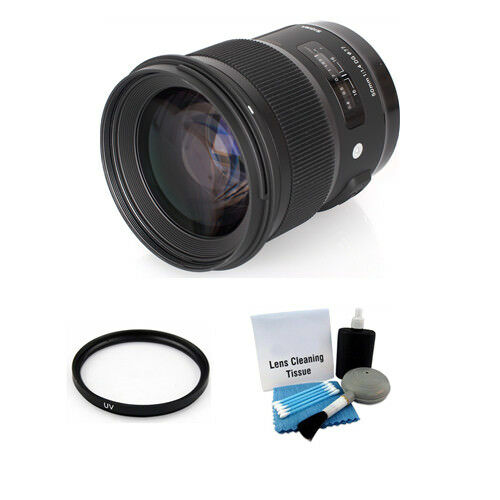 Sigma 50mm f/1.4 DG HSM Art Lens for Nikon F + UV Filter & Cleaning Kit Bundle