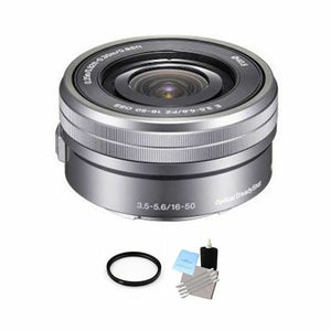 Sony 16-50mm F/3.5-5.6 Lens - Silver + UV Filter & Cleaning Kit Bundle