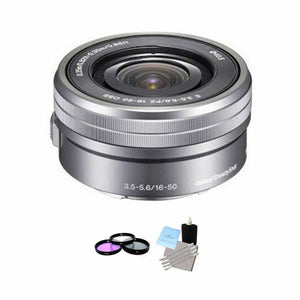 Sony 16-50mm F/3.5-5.6 Lens - Silver + UV Kit & Cleaning Kit Bundle