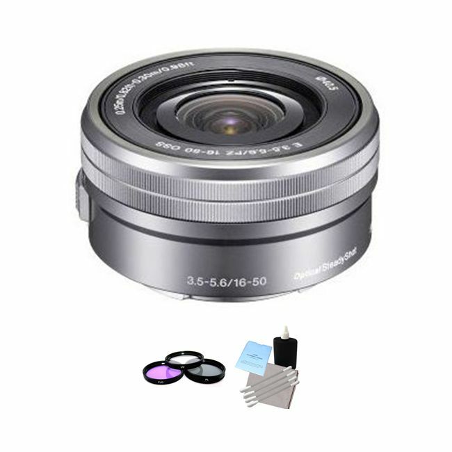 Sony 16-50mm F/3.5-5.6 Lens - Silver + UV Kit & Cleaning Kit Bundle