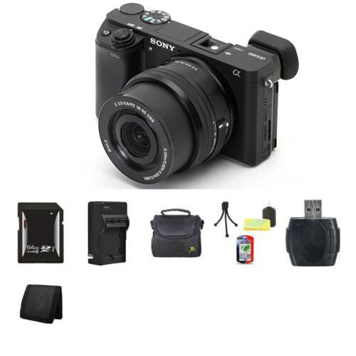Sony Alpha a6000 Mirrorless Digital Camera - Black w/16-50mm Lens 64GB Bundle Bundle