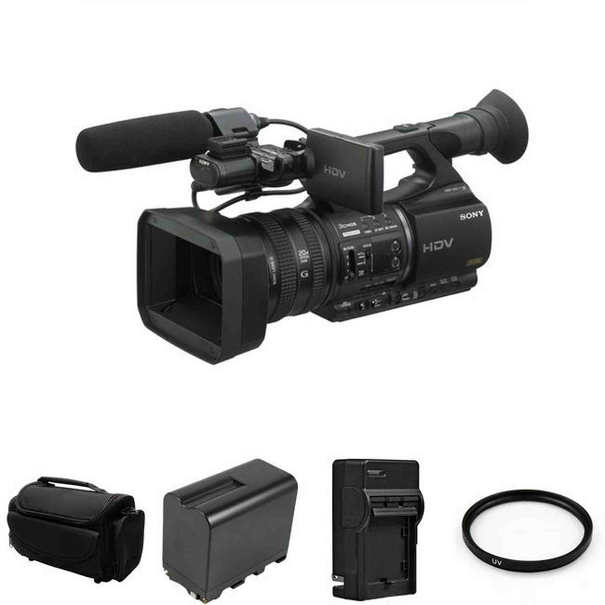 Sony HVR-Z5U MiniDV HD Camcorder 1080P + Battery, Charger, UV Filter Bundle