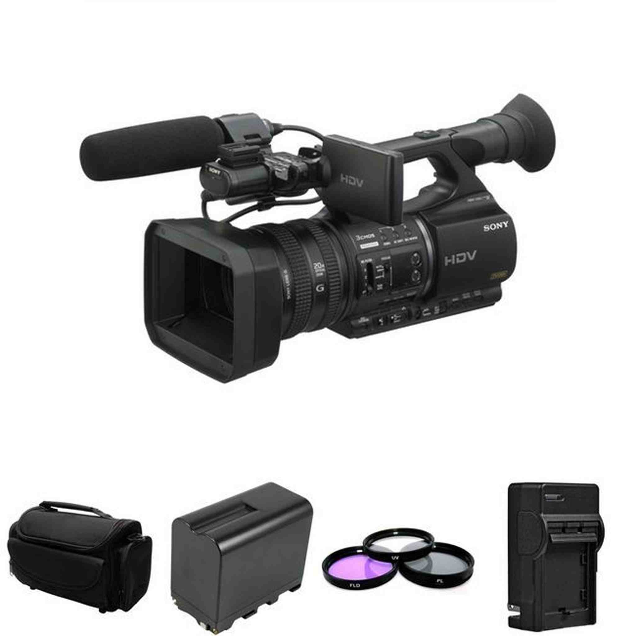Sony HVR-Z5U MiniDV HD Camcorder 1080P + 2 Batteries, Charger, 3 Filters Bundle