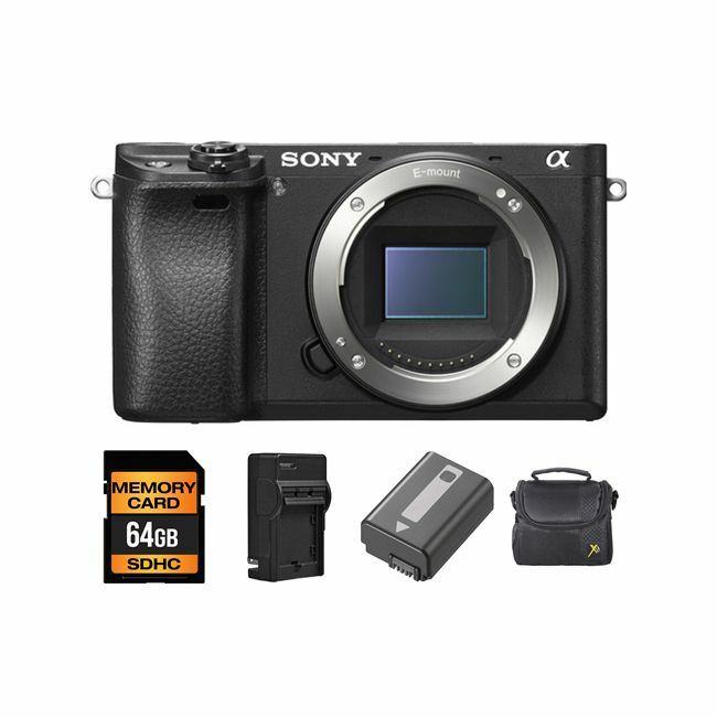 Sony Alpha a6300 Mirrorless Digital Camera (Body Only) + 2 Batteries,64GB Bundle