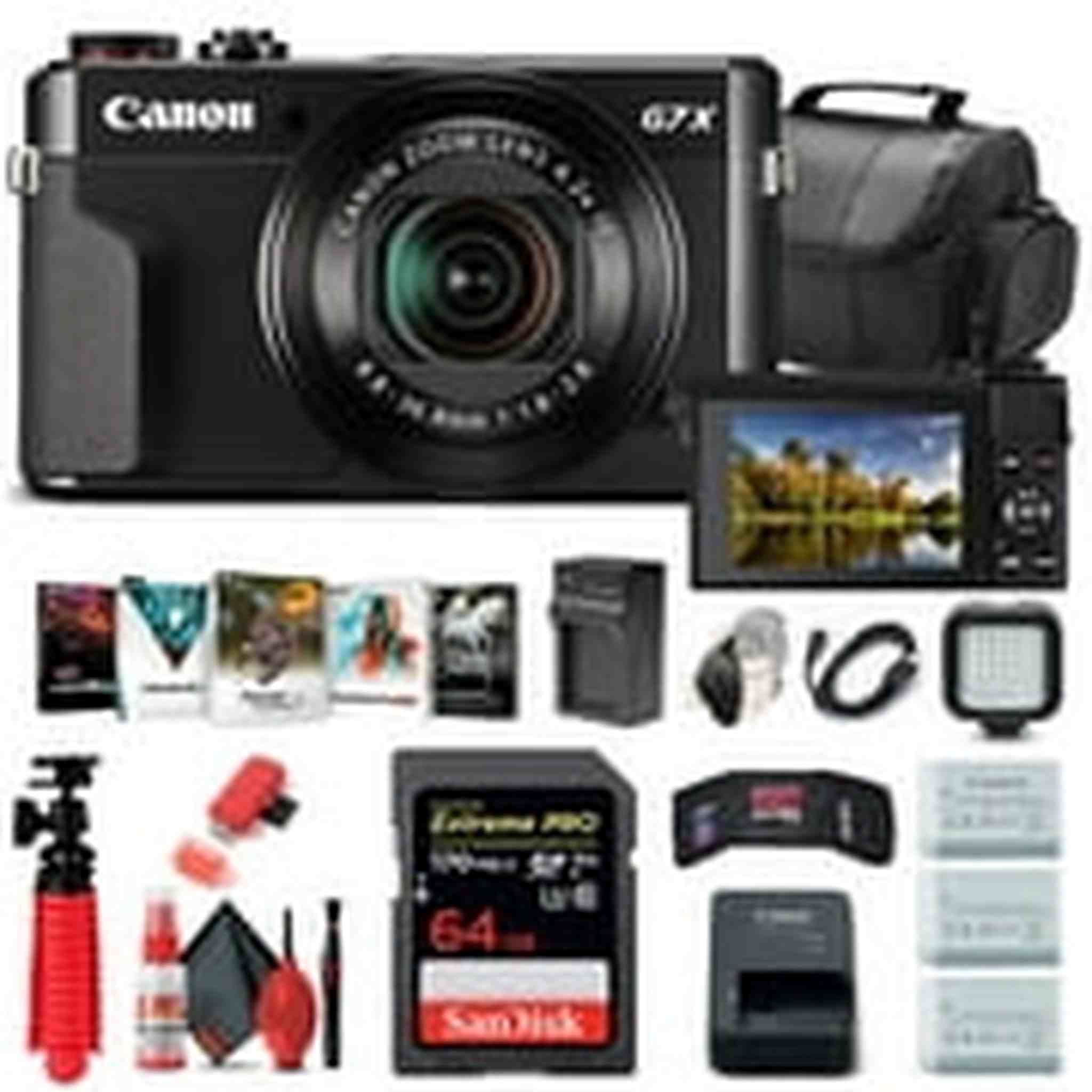 Canon PowerShot G7 X Mark II Digital Camera 1066C001 + 64GB Card + Extra Battery Bundle