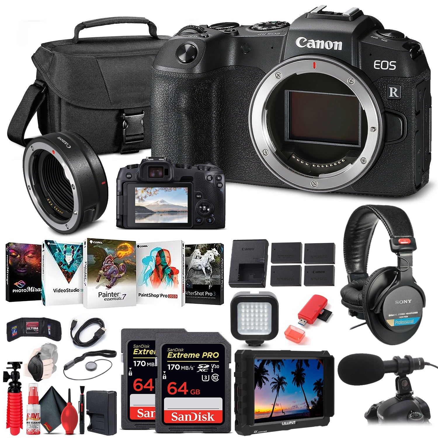 Canon EOS RP Mirrorless Digital Camera 3380C002 + 4K Monitor Bundle