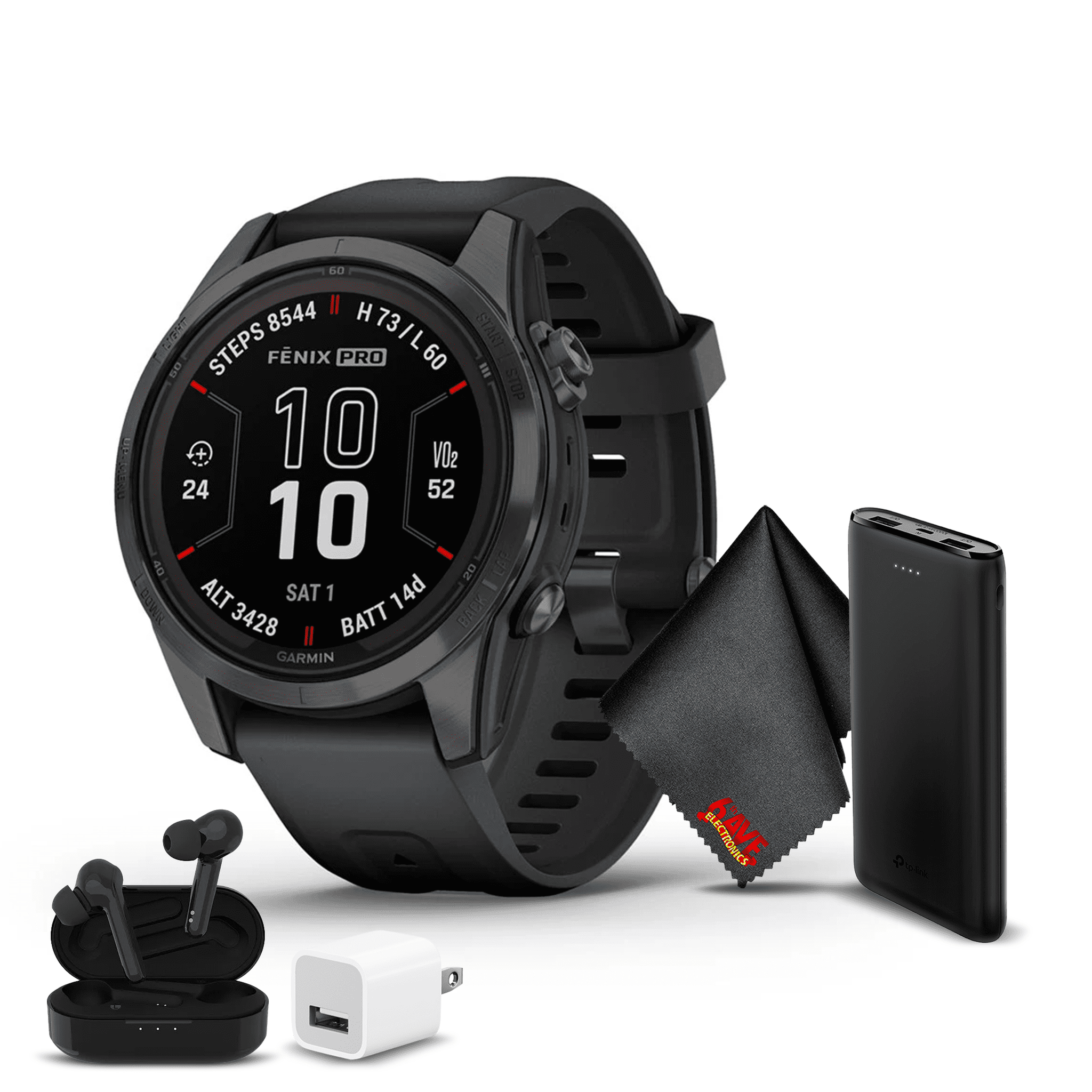 Garmin Fenix 7S Pro Solar Sapphire Edition Carbon Gray DLC Titanium, Black Band
