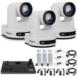 3 x PTZOptics Move 4K PTZ Camera with 20x Zoom White PT20X-4K-WH-G3 + SuperJoy PTZ Controller