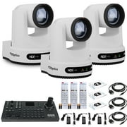 3 x PTZOptics Move 4K PTZ Camera with 20x Zoom White PT20X-4K-WH-G3 + SuperJoy PTZ Controller
