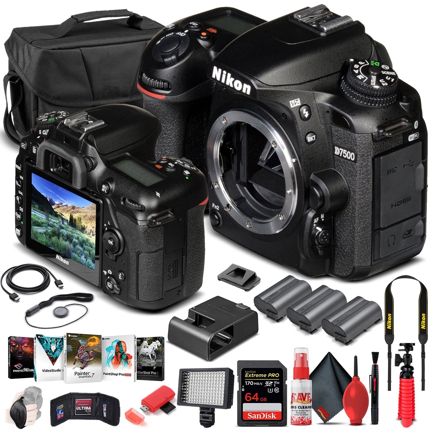 Nikon D7500 DSLR Camera Body Only 1581 - Advanced Bundle