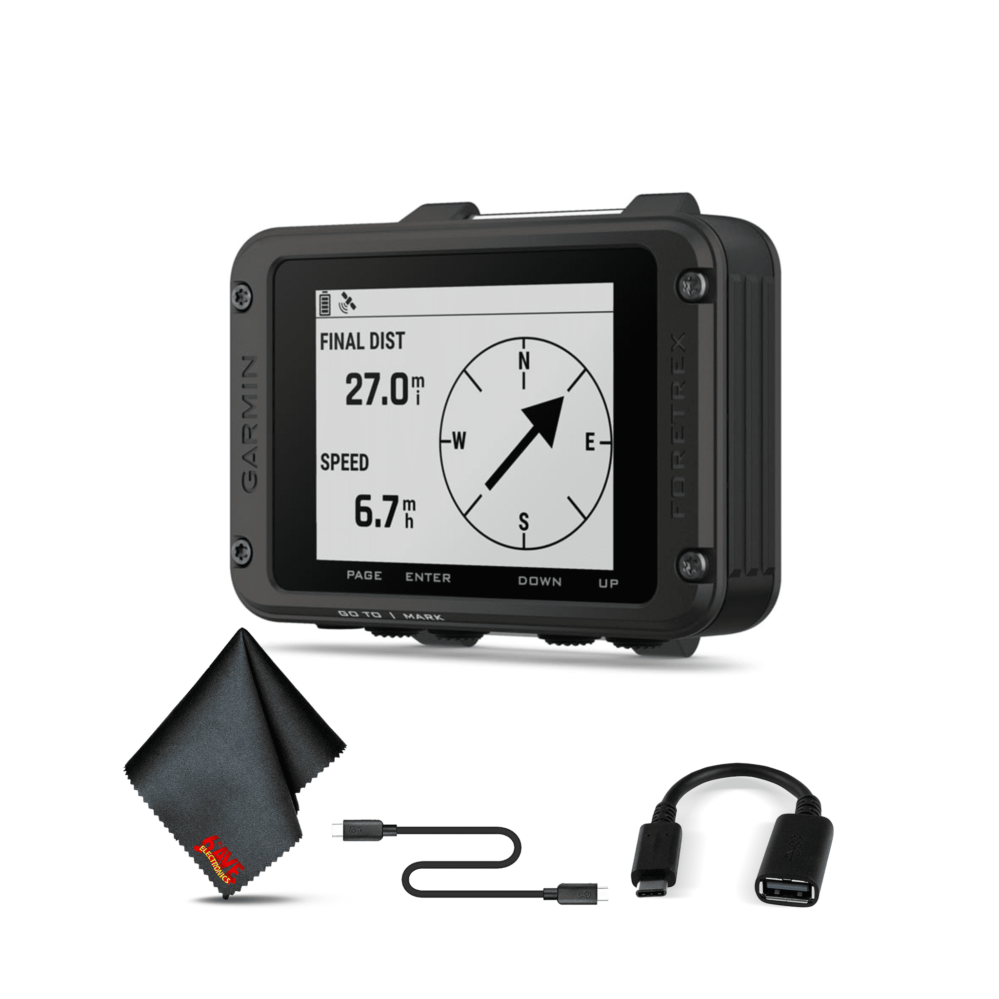 Garmin Foretrex 801 No Strap with USB-C Adapter and 6Ave Cleaning Cloth Garmin