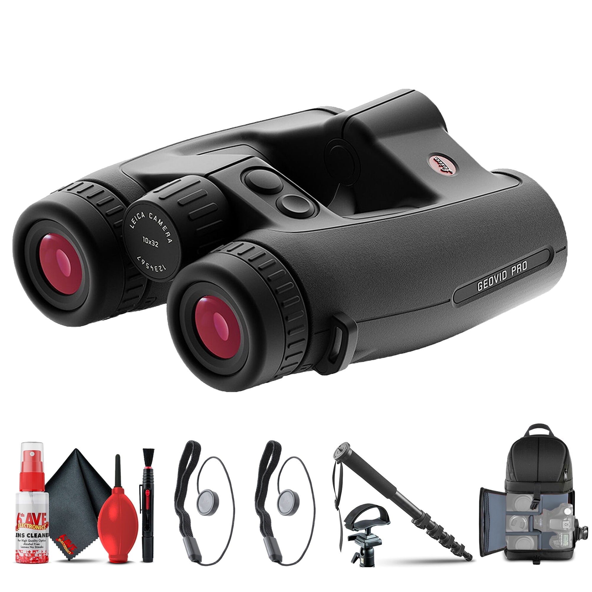 Leica 10x32 Geovid Pro Rangefinder Binoculars 40810 + Tripod Adapter + BackPack + More