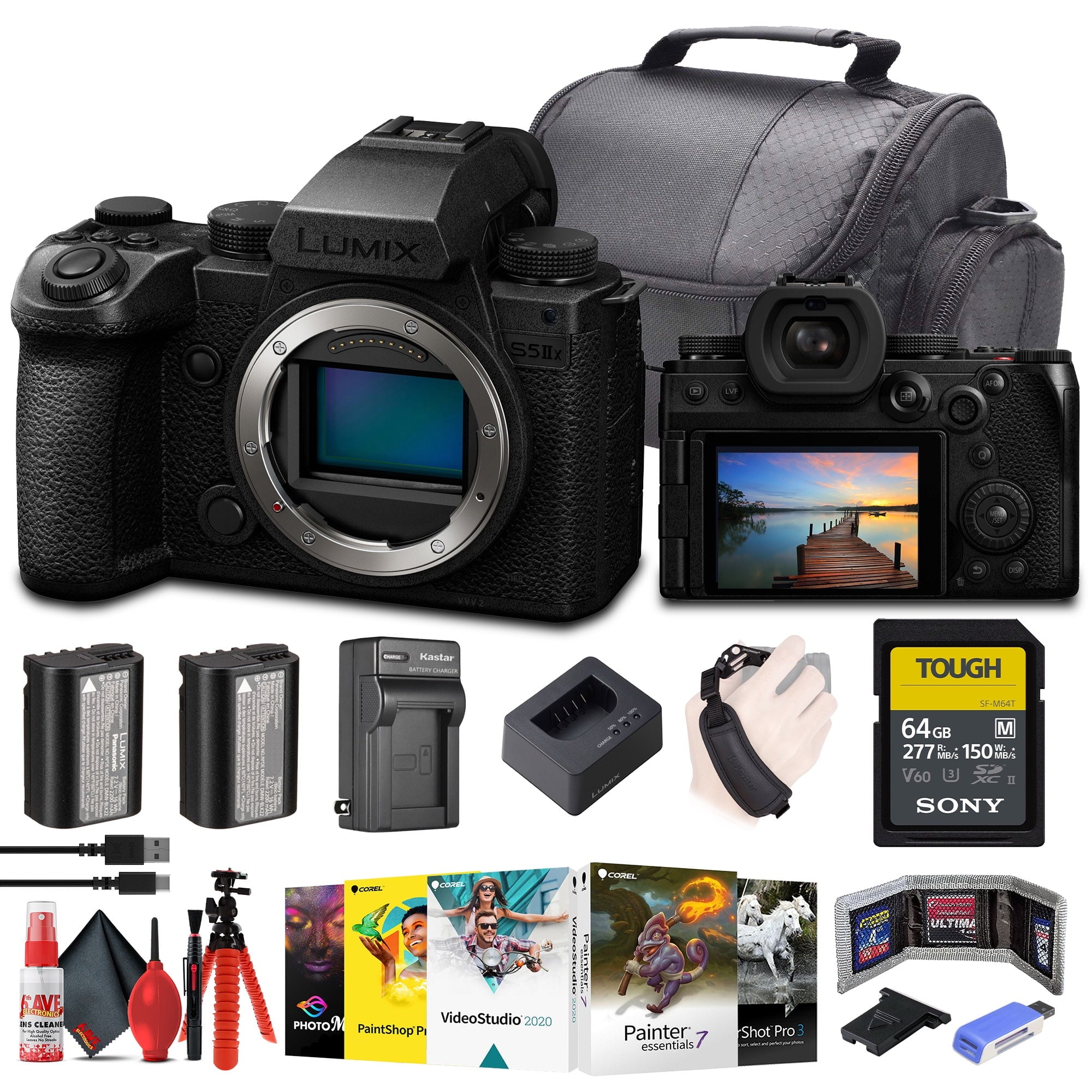 Panasonic Lumix S5 IIX Mirrorless Camera + 64GB Memory Card + Corel Photo Software + More