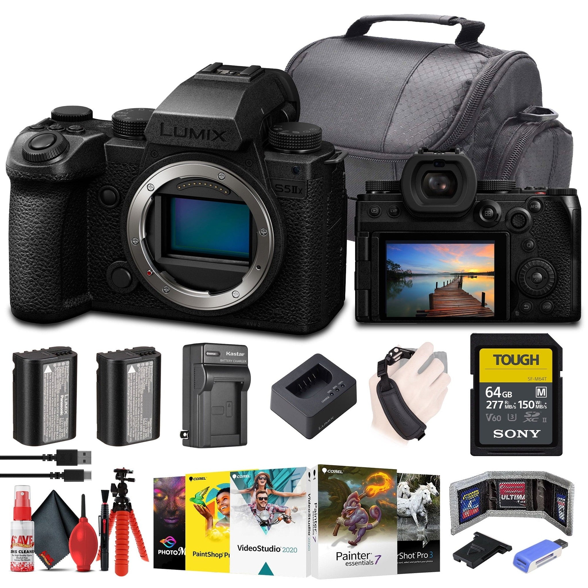 Panasonic Lumix S5 IIX Mirrorless Camera + 64GB Memory Card + Corel Photo Software + More