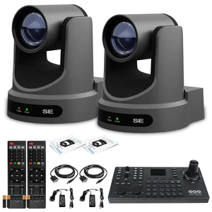 2 x PTZOptics Move SE PTZ Camera with 30x Optical Zoom PT30X-SE-GY-G3 + SuperJoy PTZ Camera Controller