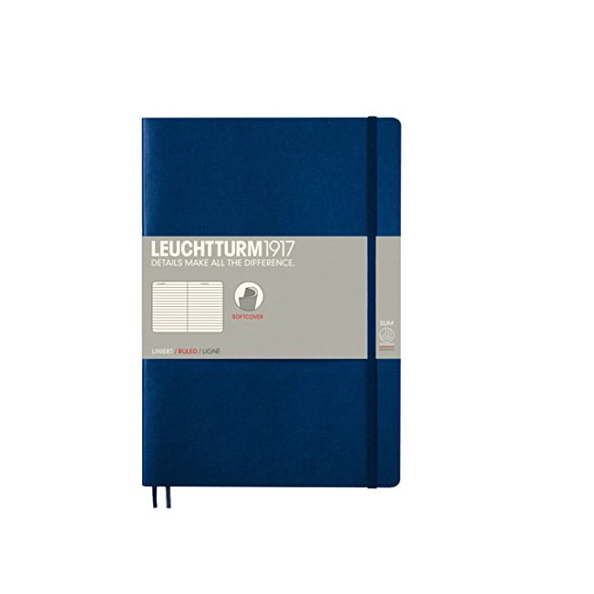 LEUCHTTURM1917 - Composition B5 Ruled Softcover Notebook Navy - 123 Numbered Pages