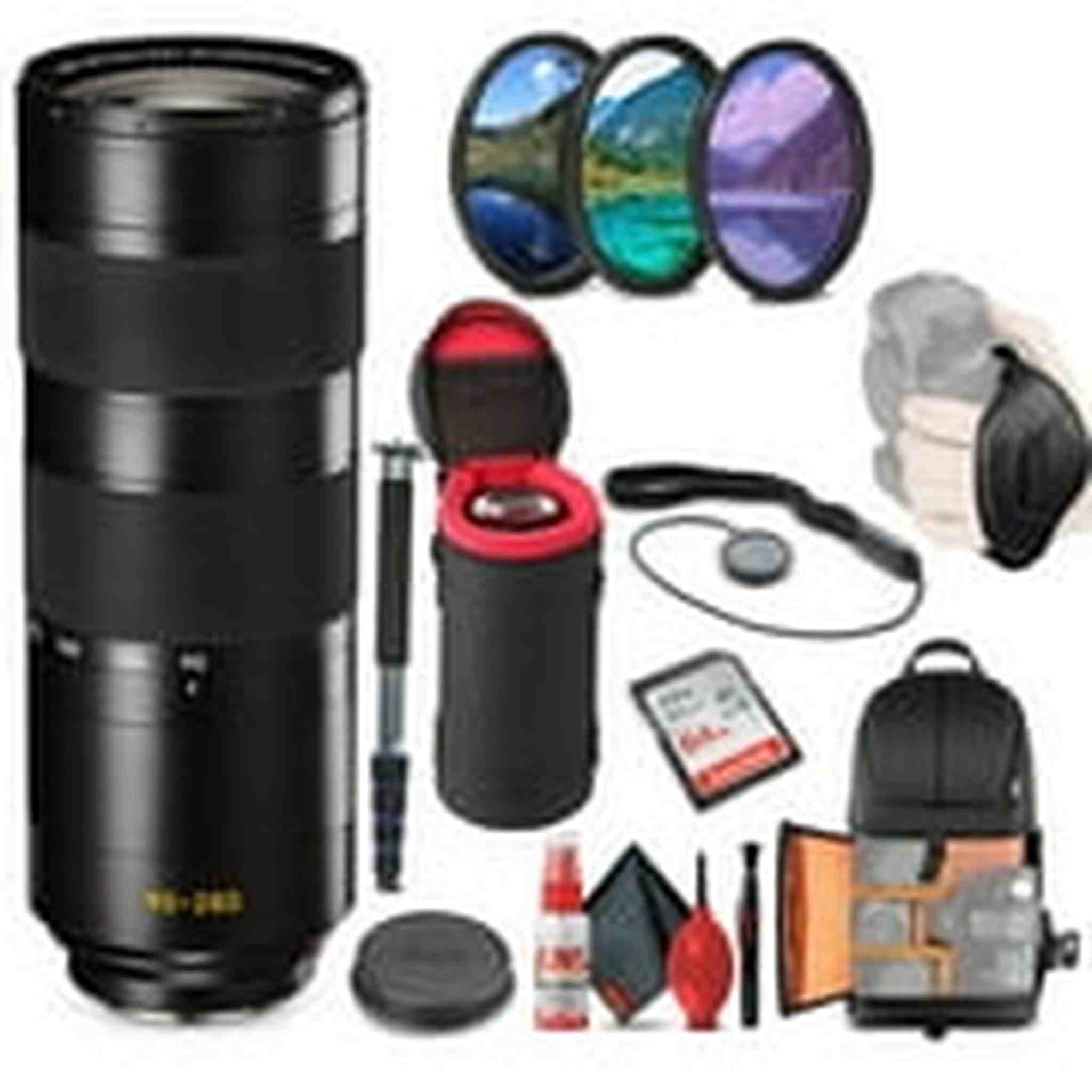 Leica APO-Vario-Elmarit-SL 90-280mm f/2.8-4 Lens 11175 + 64GB Memory Card + Padded Case + Filters + BackPack + Full Size Monopod Bundle