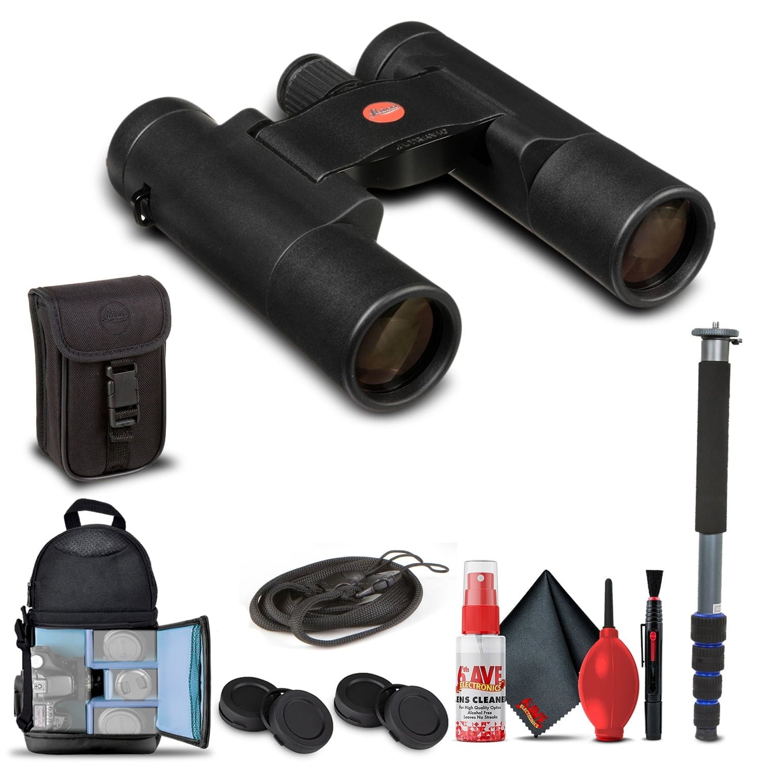 Leica 10x25 Ultravid BR Binoculars Black Rubber 40253 + Basic Bundle