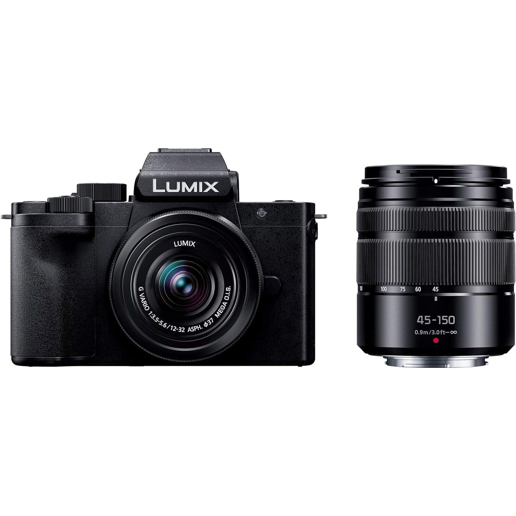 Panasonic LUMIX G100 4k Mirrorless Camera for Photo and Video, Built-in Microphone with Tracking, Micro Four Thirds Interchangeable Lens System, 12-32mm + 40-150mm Lenses , 5-Axis Hybrid I.S., DC-G100DW/W Black Panasonic
