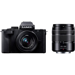 Panasonic LUMIX G100 4k Mirrorless Camera for Photo and Video, Built-in Microphone with Tracking, Micro Four Thirds Interchangeable Lens System, 12-32mm + 40-150mm Lenses , 5-Axis Hybrid I.S., DC-G100DW/W Black Panasonic