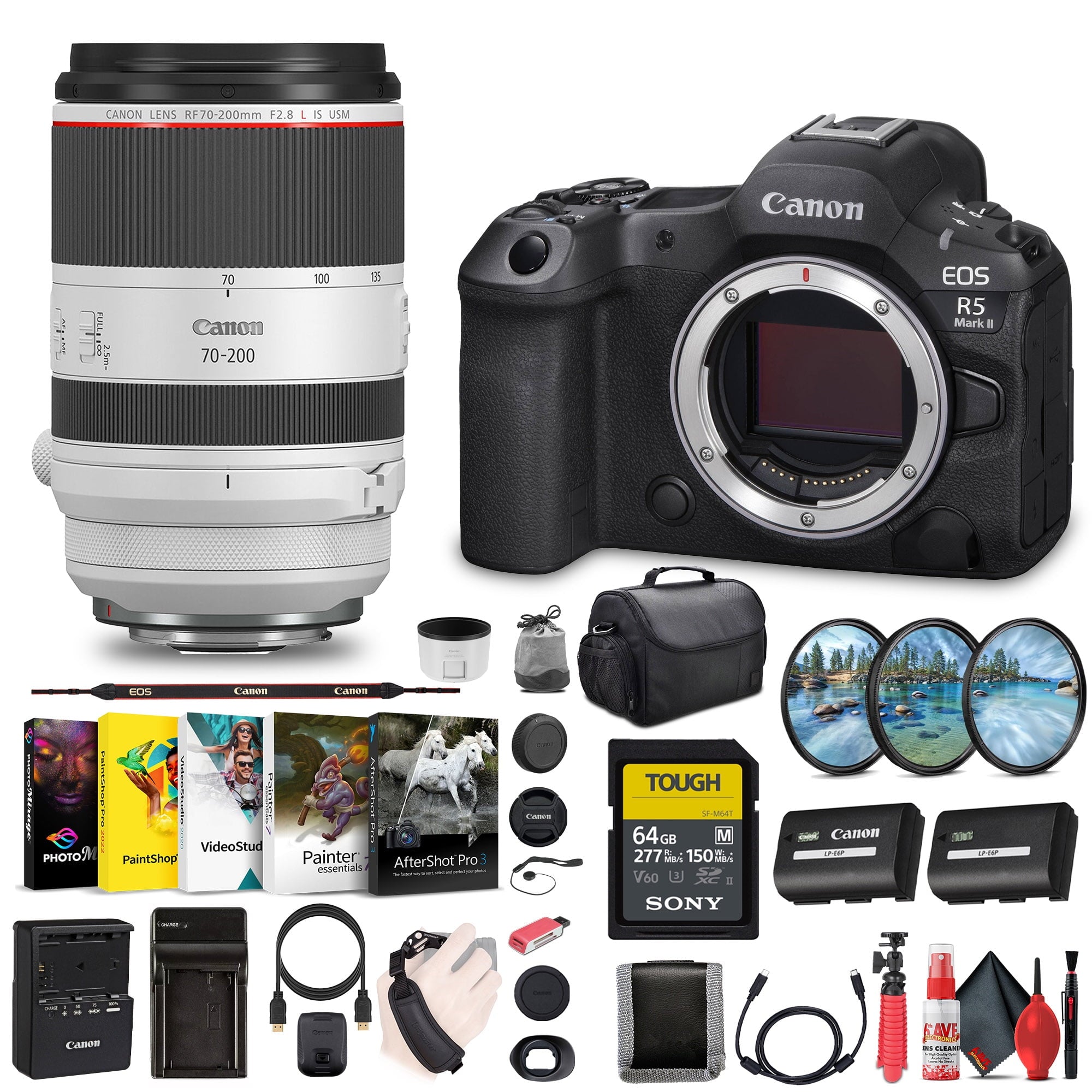 Canon - EOS R5 Mark II Mirrorless Camera, 45MP, Full-Frame Hybrid Camera, 8K Video Bundle